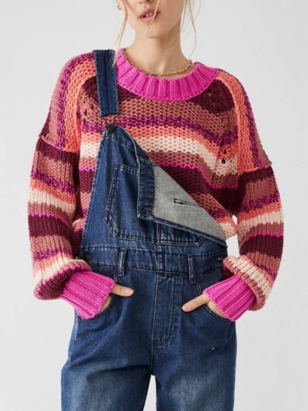 Devon Sweater Fuscia Rose Combo